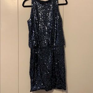 blue sequenced dress